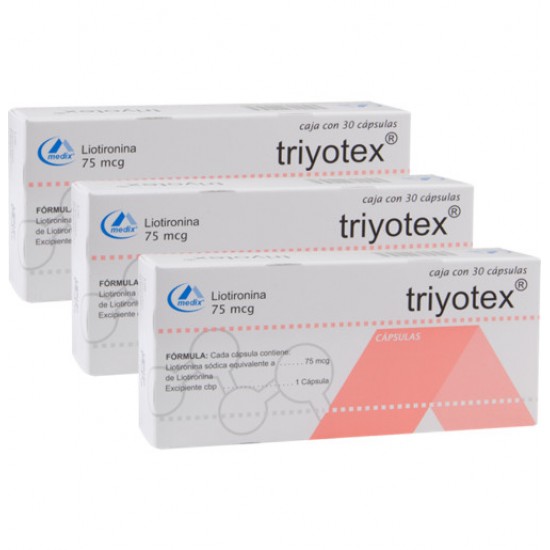 3 x Cytomel (Triyotex) 75mcg. 30 capsules